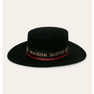 Scotch & Soda Wool Fedora Hat Branded Tape Black